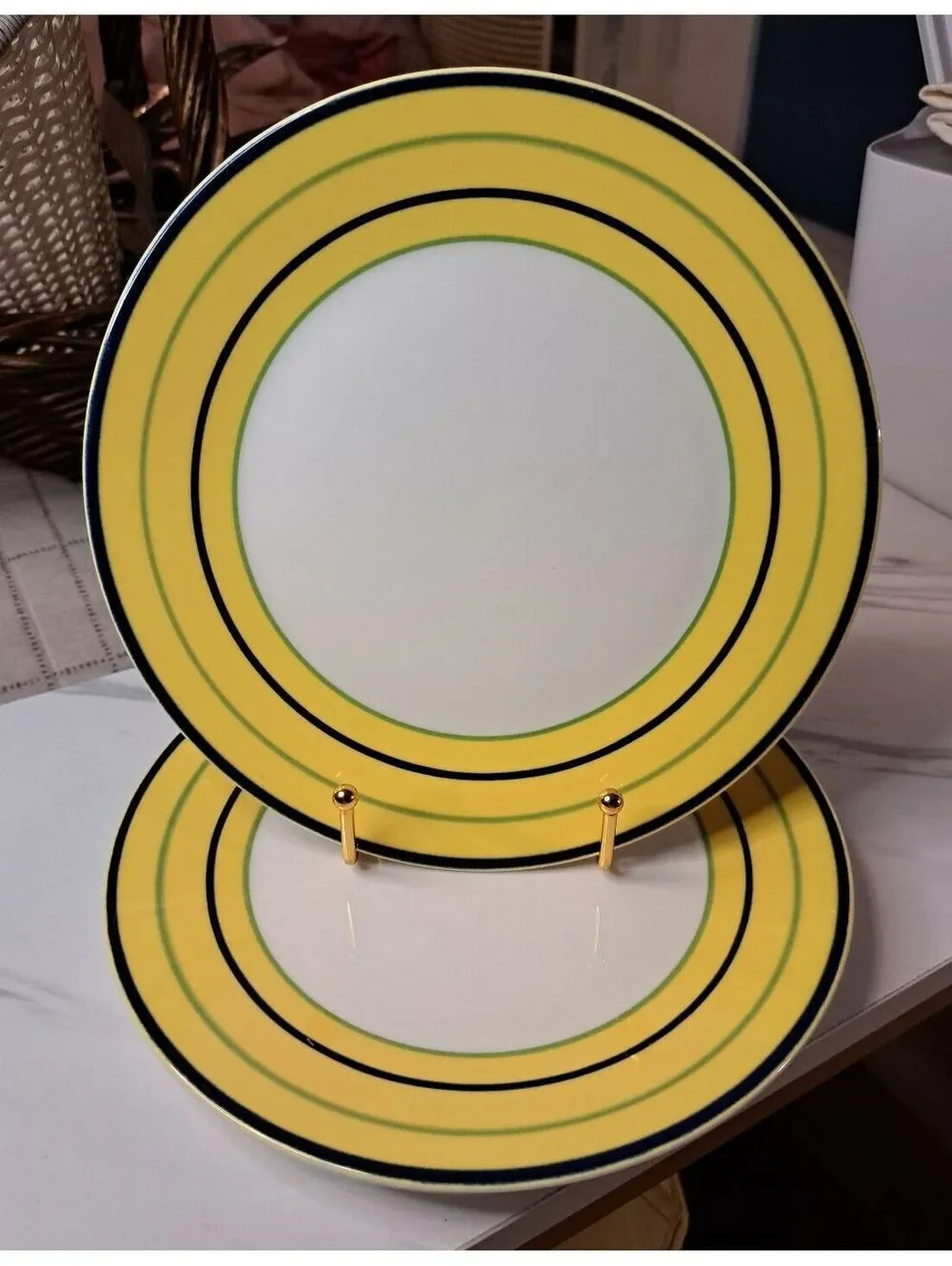 Set of 2 Pagnossin Treviso Ironstone Spa Bright Yellow Plates Italy 8.25